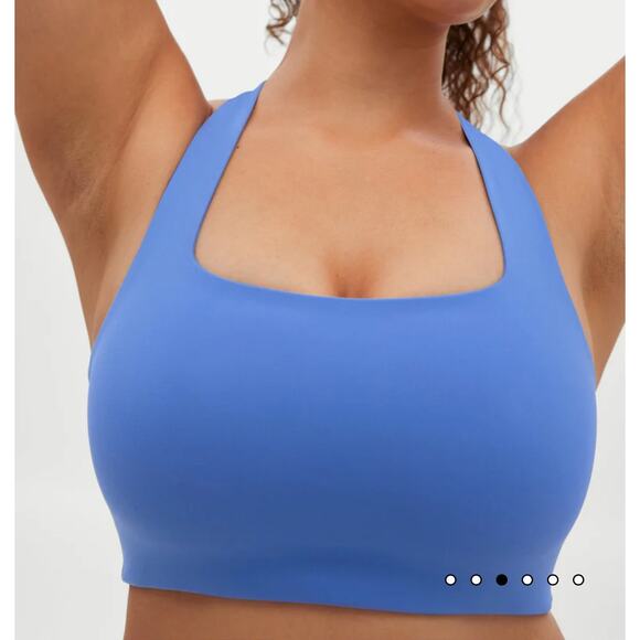 Girlfriend Collective Pamela Halter Bra black square neck T-back sport large - Picture 4 of 5